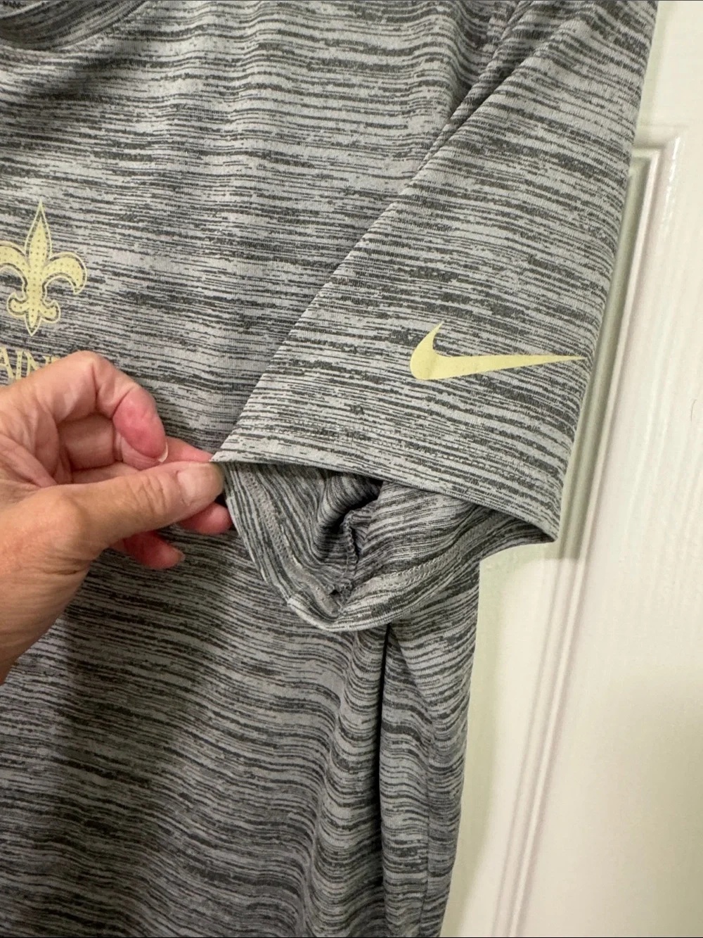 Nike Gray Heather New Orleans Saints Short Sleeve Tee with Gold Logo